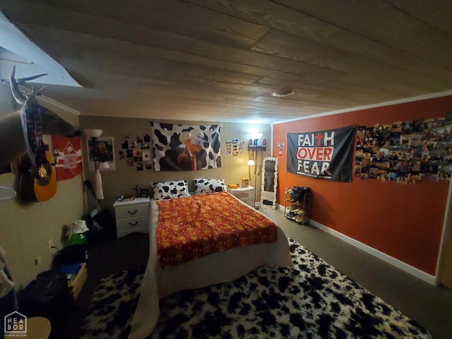 691 Crestline Dr, Piggott, AR 72454 - bedroom with wooden ceiling and baseboards