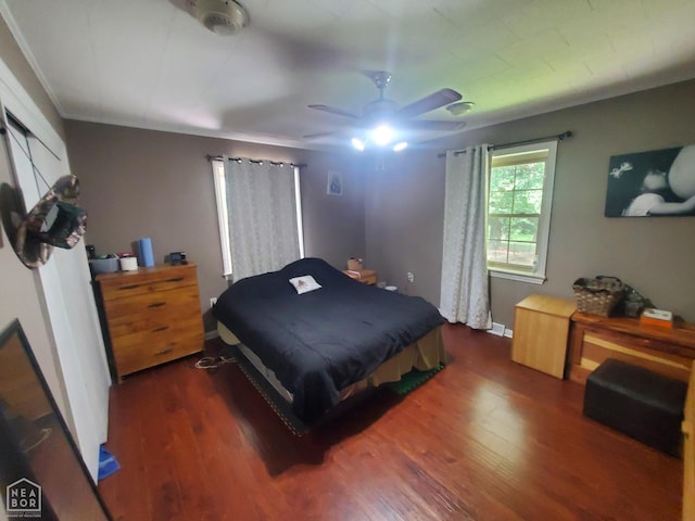 691 Crestline Dr, Piggott, AR 72454 - bedroom with wood finished floors and ceiling fan