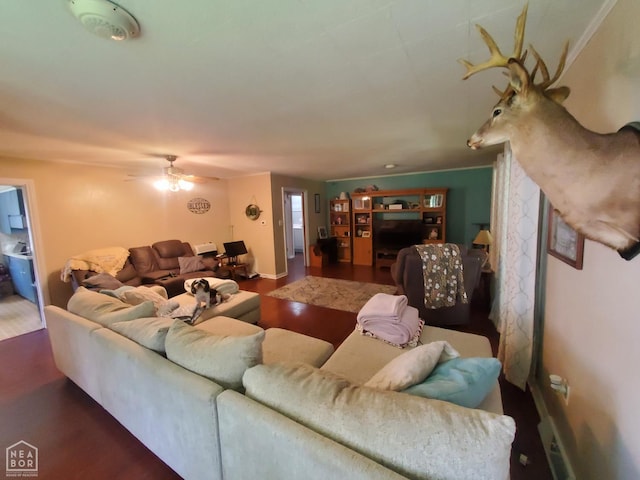 691 Crestline Dr, Piggott, AR 72454 - living area featuring wood finished floors and ceiling fan