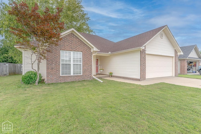 1409 Hemingway Cir, Jonesboro, AR 72405 - ranch-style home featuring an attached garage, brick siding, concrete driveway, and a shingled roof