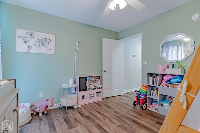 1409 Hemingway Cir, Jonesboro, AR 72405 - game room with wood finished floors and ceiling fan