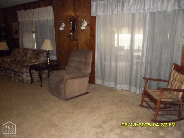 2805 Robinson St, Newport, AR 72112 - living area with carpet flooring and wooden walls