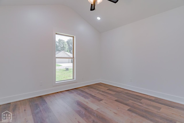 400 Gia St, Bono, AR 72416 - unfurnished room with lofted ceiling, ceiling fan, wood finished floors, and recessed lighting