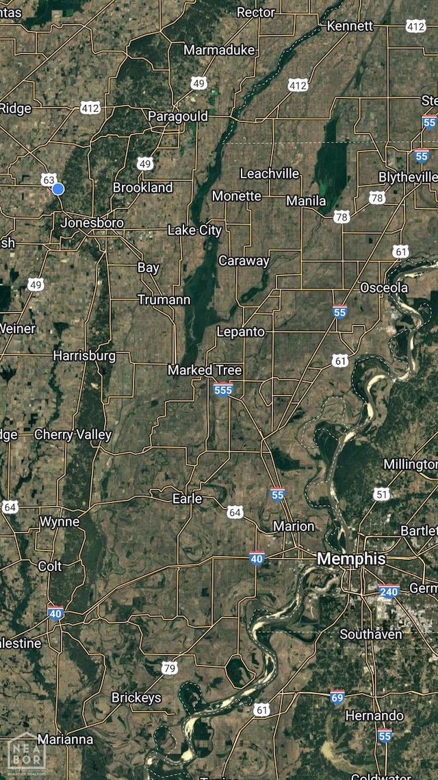 400 Gia St, Bono, AR 72416 - aerial map of property and surrounding area