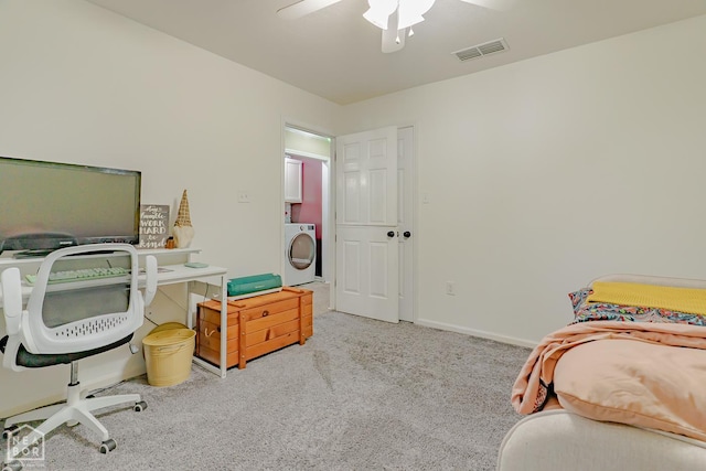 13326 Dixie Ln, Trumann, AR 72472 - carpeted bedroom with washer / dryer and a ceiling fan