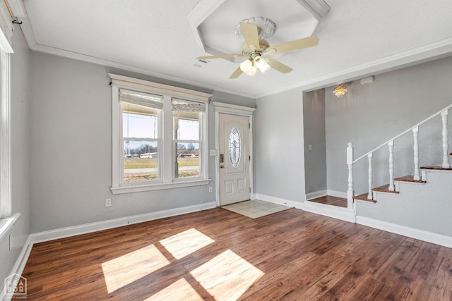 605 SE 2nd St SE, Hoxie, AR 72433 - entrance foyer featuring wood finished floors, ornamental molding, and stairway