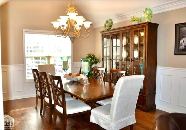 4105 Renee Dr, Jonesboro, AR 72404 - dining room with wainscoting, plenty of natural light, a decorative wall, a chandelier, and ornamental molding