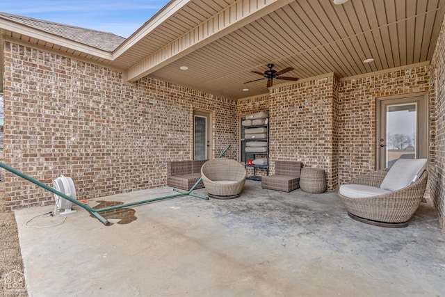 view of patio with a ceiling fan