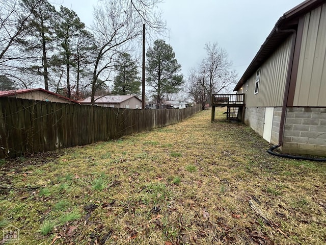 view of yard featuring a fenced backyard