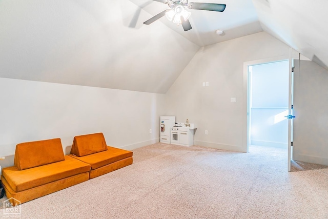 4049 Hwy 351, Jonesboro, AR 72405 - playroom featuring lofted ceiling, light colored carpet, baseboards, and a ceiling fan