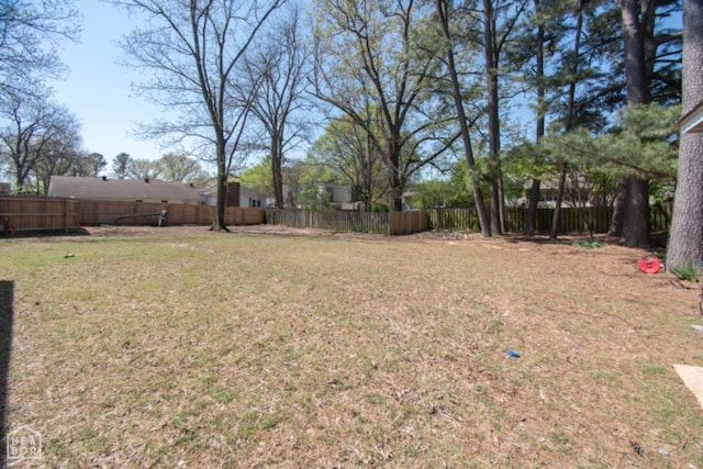view of yard featuring a fenced backyard