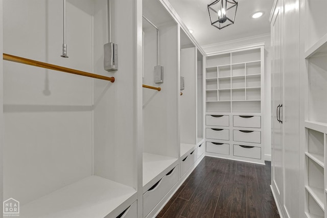 mudroom with recessed lighting and dark wood-style floors