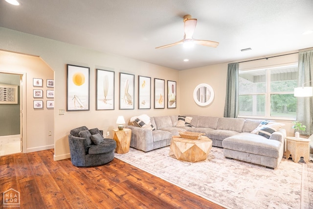 2 Deer Run, Clarksville, AR 72830 - living area featuring wood-type flooring, a ceiling fan, and recessed lighting