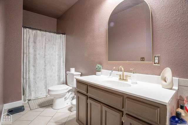 2 Deer Run, Clarksville, AR 72830 - full bathroom with a textured wall, tile patterned floors, vanity, and a shower with curtain