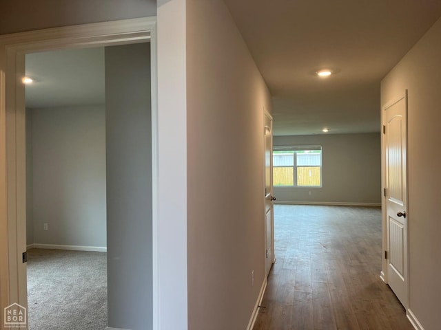 119 Terry Dr, Brookland, AR 72417 - hall with baseboards, recessed lighting, and dark wood-style floors