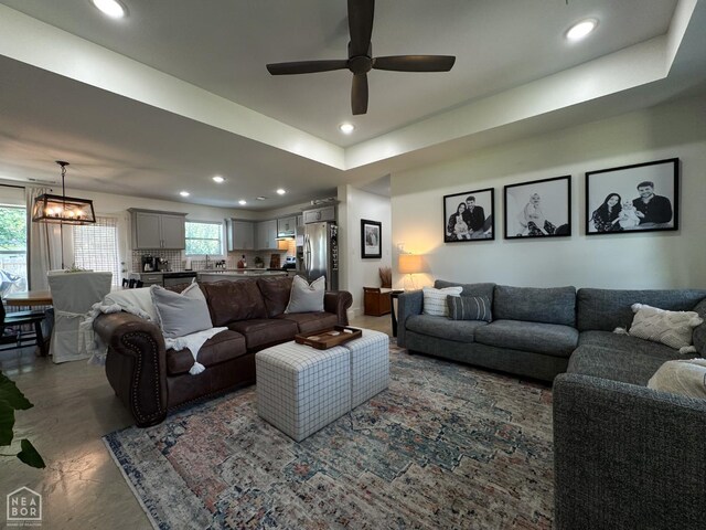 305 Stella Dr, Bono, AR 72416 - living room with a ceiling fan and recessed lighting