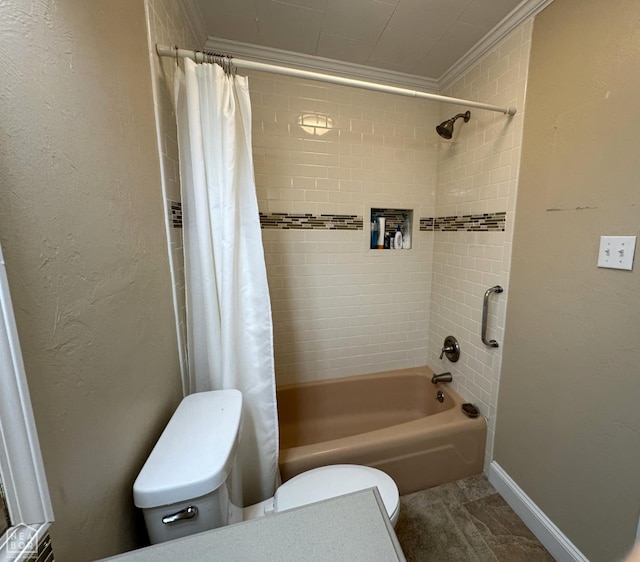 937 Homecrest Dr, Piggott, AR 72454 - full bathroom with shower / bath combination with curtain and crown molding