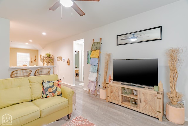 5405 Yukon Dr, Jonesboro, AR 72405 - living area with a ceiling fan, light wood-style floors, and recessed lighting