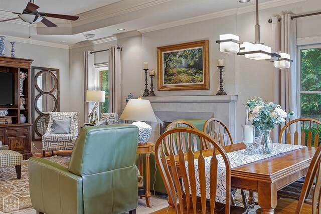 15 Plantation Oaks Ln, Jonesboro, AR 72401 - dining area with crown molding and a ceiling fan