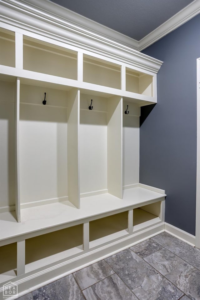 109 Harper Dr, Brookland, AR 72417 - mudroom featuring ornamental molding and baseboards
