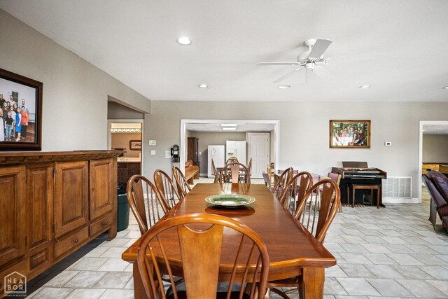 295 County Road 118, Bono, AR 72416 - dining room with visible vents, ceiling fan, and recessed lighting