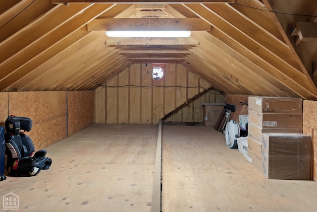 view of unfinished attic