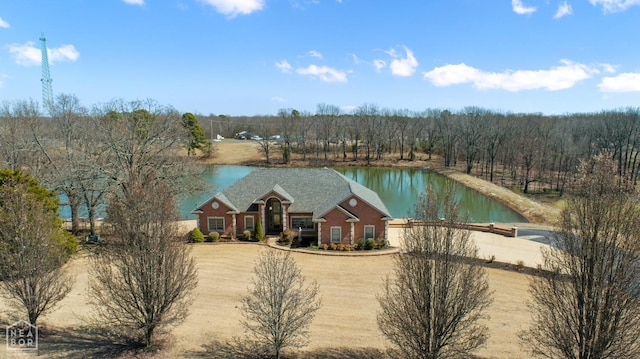 view of front of house featuring a water view