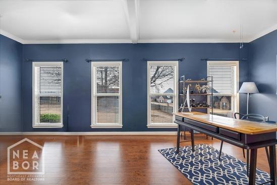 4024 Chapel Hill Dr, Jonesboro, AR 72404 - office with wood finished floors, baseboards, and crown molding