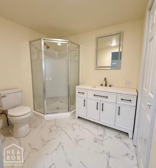 2187 Seagraves Rd, Pocahontas, AR 72455 - full bathroom featuring marble finish floors, vanity, and a shower stall