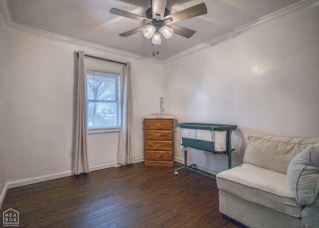 1721 W Main Extended, Trumann, AR 72472 - sitting room featuring wood finished floors, ceiling fan, baseboards, and ornamental molding