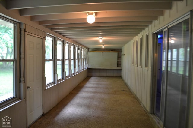 1808 Roy St, Jonesboro, AR 72401 - hallway with light colored carpet and beam ceiling