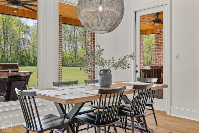 126 County Road 7459, Jonesboro, AR 72401 - dining space with a ceiling fan, light wood-style floors, and healthy amount of natural light