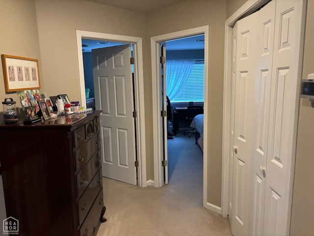 2208 Shafer Cir, Newport, AR 72112 - hallway featuring light colored carpet and an office area