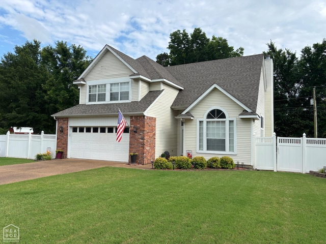 2208 Shafer Cir, Newport, AR 72112 - traditional-style house with an attached garage, a chimney, concrete driveway, roof with shingles, and brick siding