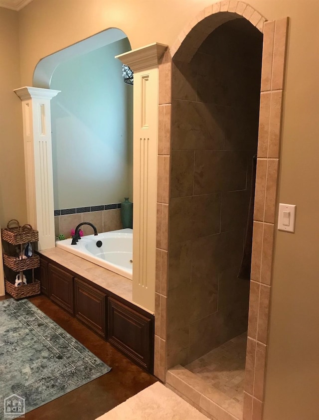 full bath with a bath and a walk in shower