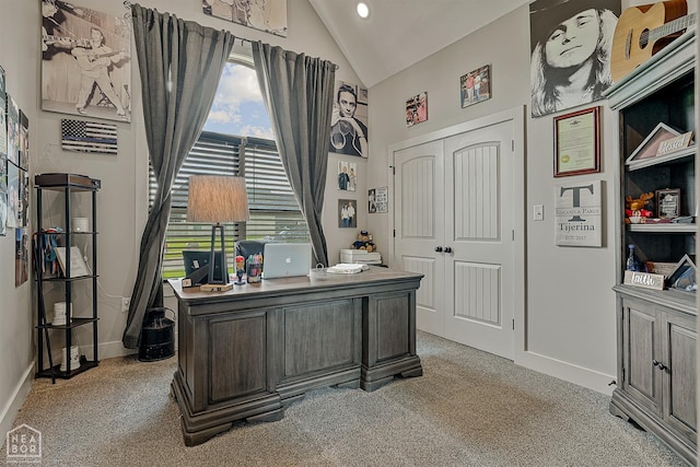 2720 Paradise Hills Ln, Jonesboro, AR 72405 - home office with light carpet and high vaulted ceiling