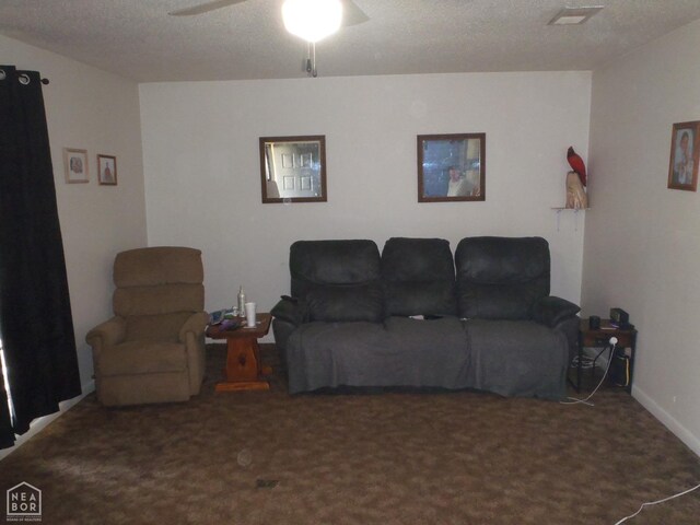 2009 Daugherty St, Newport, AR 72112 - carpeted living area featuring a ceiling fan and a textured ceiling