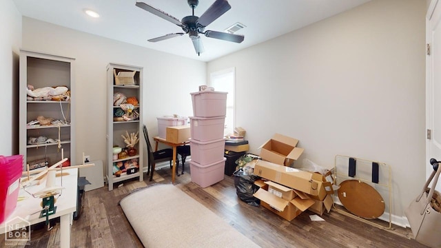 5632 Brookshire Dr, Jonesboro, AR 72405 - interior space featuring ceiling fan, wood finished floors, visible vents, and recessed lighting