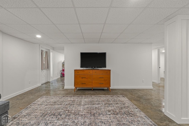 1766 Greene Road 326, Bono, AR 72416 - living area featuring a paneled ceiling, baseboards, concrete floors, and recessed lighting