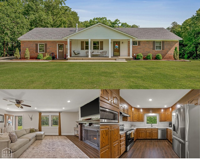 1766 Greene Road 326, Bono, AR 72416 - view of front of property with area for grilling, brick siding, a sink, and a front lawn