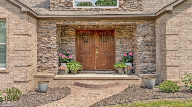 1616 Neely Rd, Jonesboro, AR 72404 - entrance to property with stone siding and a shingled roof