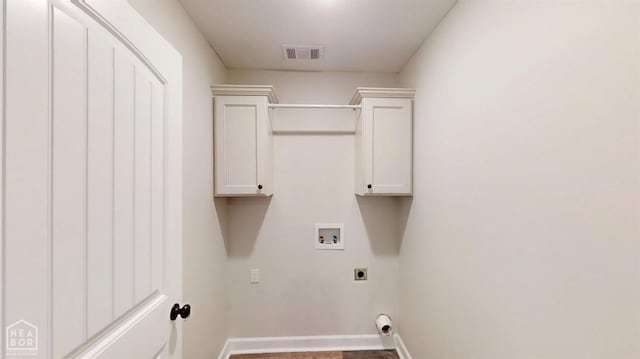 washroom with visible vents, washer hookup, baseboards, and electric dryer hookup