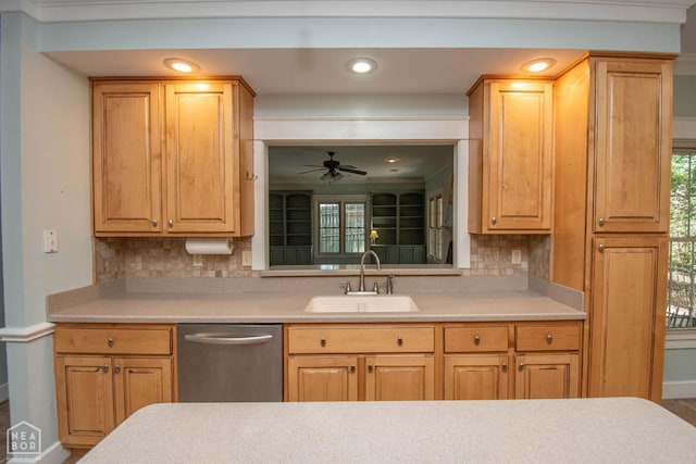 2205 Oak Hollow Ln, Jonesboro, AR 72401 - kitchen with dishwasher, backsplash, and light countertops
