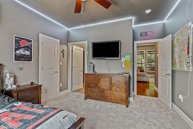 bedroom with carpet and ceiling fan