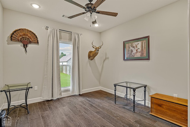 3604 Fieldstone Dr, Paragould, AR 72450 - interior space with dark wood finished floors, ceiling fan, and recessed lighting