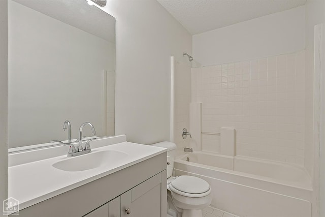 4604 Stillwater, Jonesboro, AR 72404 - full bathroom with toilet, tile patterned flooring, bathing tub / shower combination, vanity, and a textured ceiling