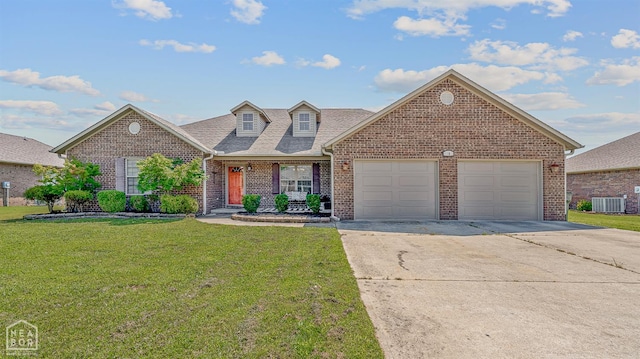 5007 S 28th St, Paragould, AR 72450 - traditional-style house with brick siding, cooling unit, a garage, concrete driveway, and a front yard