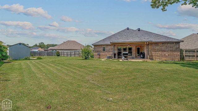 4317 Cypress Pointe Ln, Jonesboro, AR 72405 - fenced backyard featuring a patio area and a shed