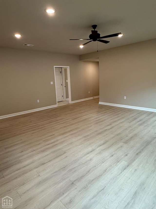 5709 Morgan Dr, Jonesboro, AR 72401 - empty room featuring baseboards, light wood-type flooring, ceiling fan, and recessed lighting