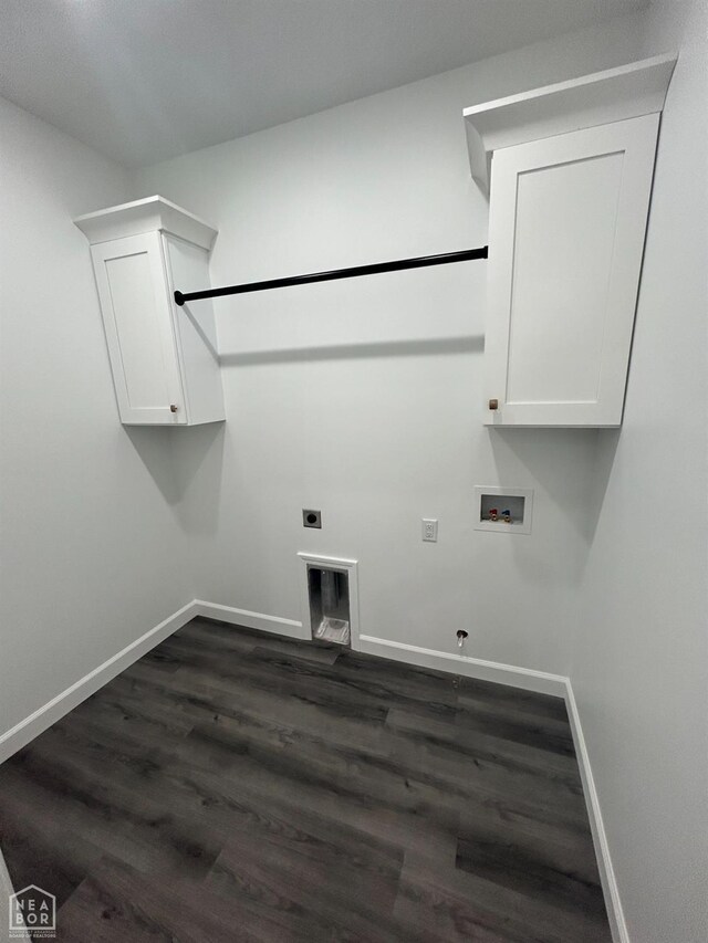 812 Pecan Grv, Trumann, AR 72472 - clothes washing area with hookup for a washing machine, cabinet space, baseboards, and dark wood-type flooring